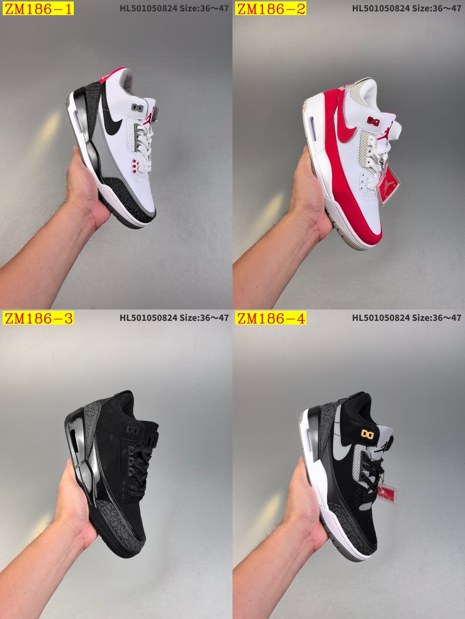 49$ Nike Air Jordan 3 Retro AJ3 Size 36-47 723110 ZM186 gallery