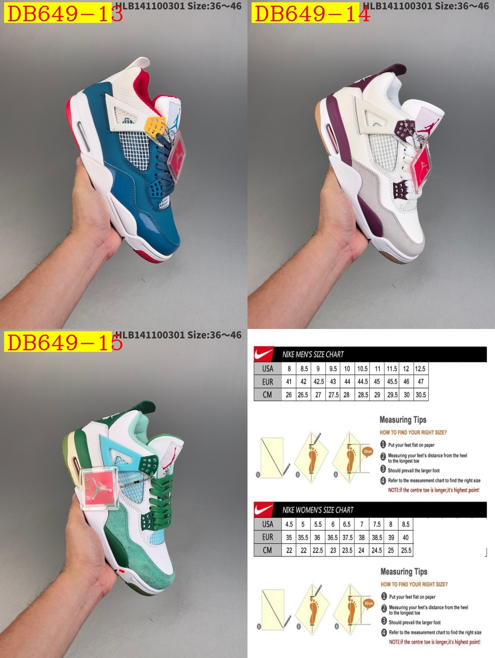 49$ dh Nike Air Jordan 4 Retro size 36-46 62324034496 DB649 gallery