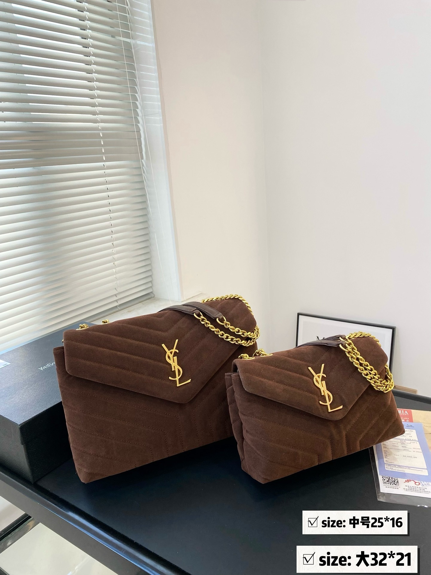 50$ YSL Suede Cloud Bag Medium 32cm small 25cm Size S-M 924550 ZARB4 gallery