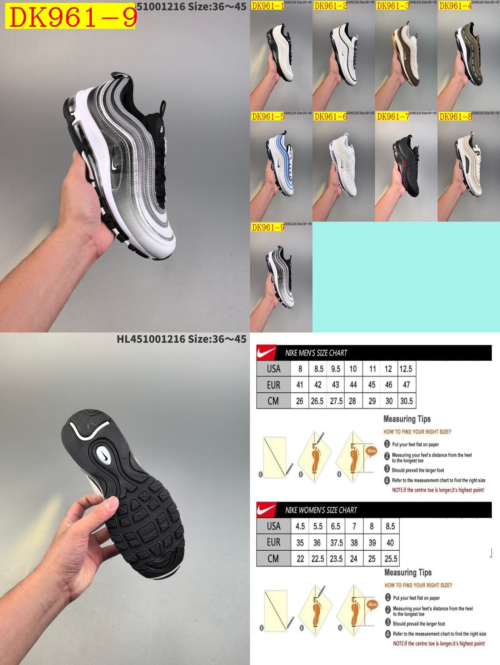 50$ dh NIKE AIR MAX 97 size 36-45 62504035408 DK961 gallery