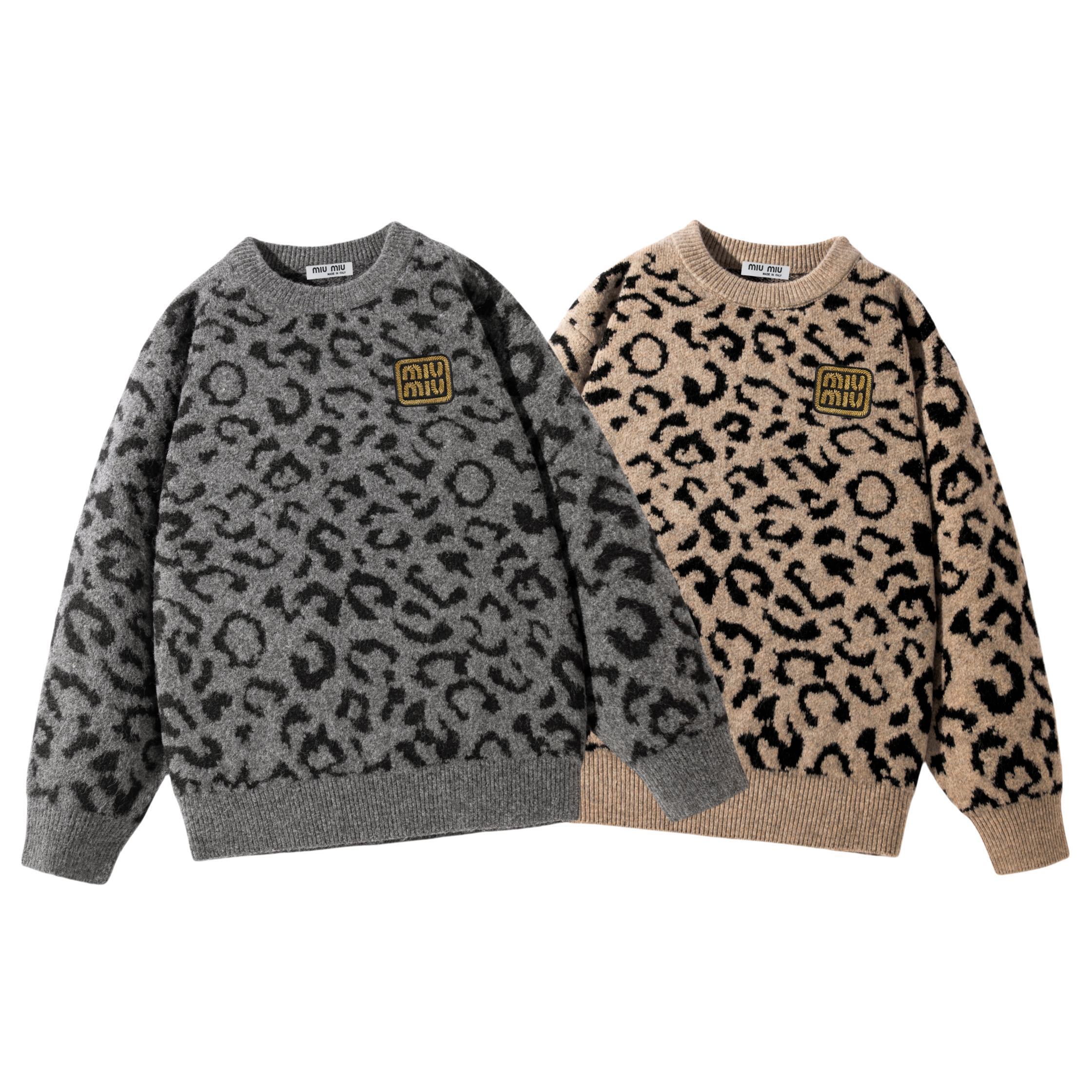 52$ MIUMIU Leopard Knit Sweater Size M-3XL 120630 LNF622 gallery