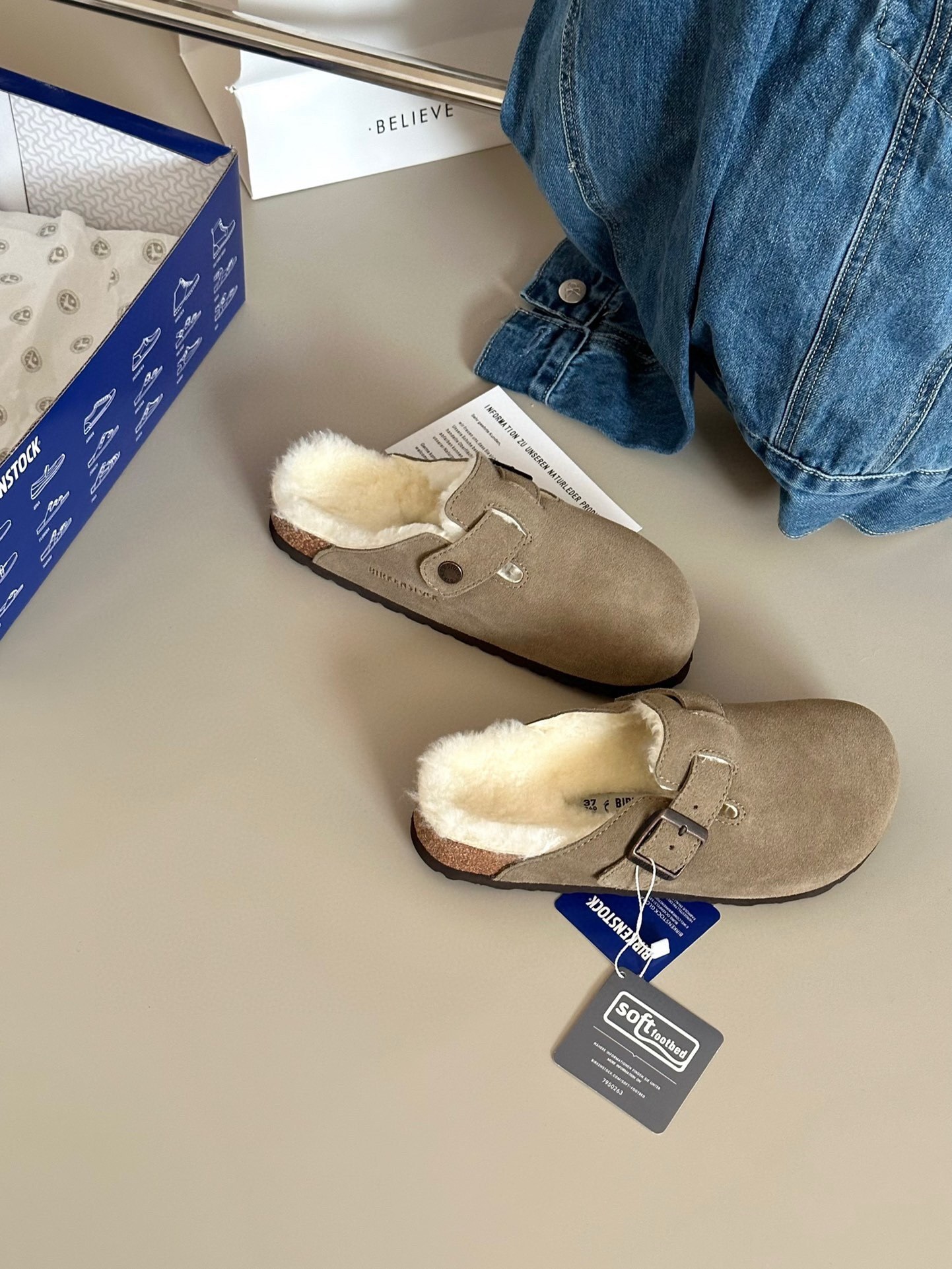 52$ Top Quality Birkenstock Shoes Leather Sheep Wool size 35-40 526660 UG332 gallery