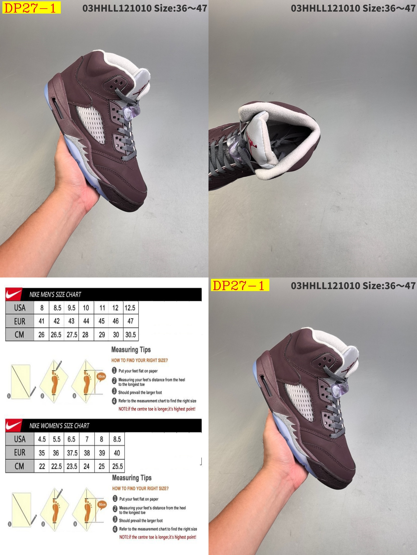 new_dh Air Jordan 5 Retro Burgundy size 36 46 32564035408 DP27 gallery