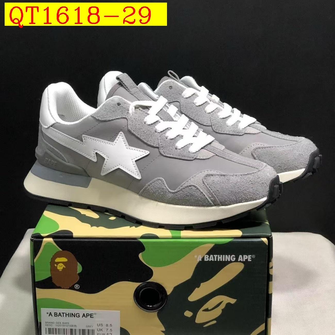 55$ A Bathing Ape BAPE Sk8 Sta Low SK8 Size 36-45 825690 QT1618 gallery