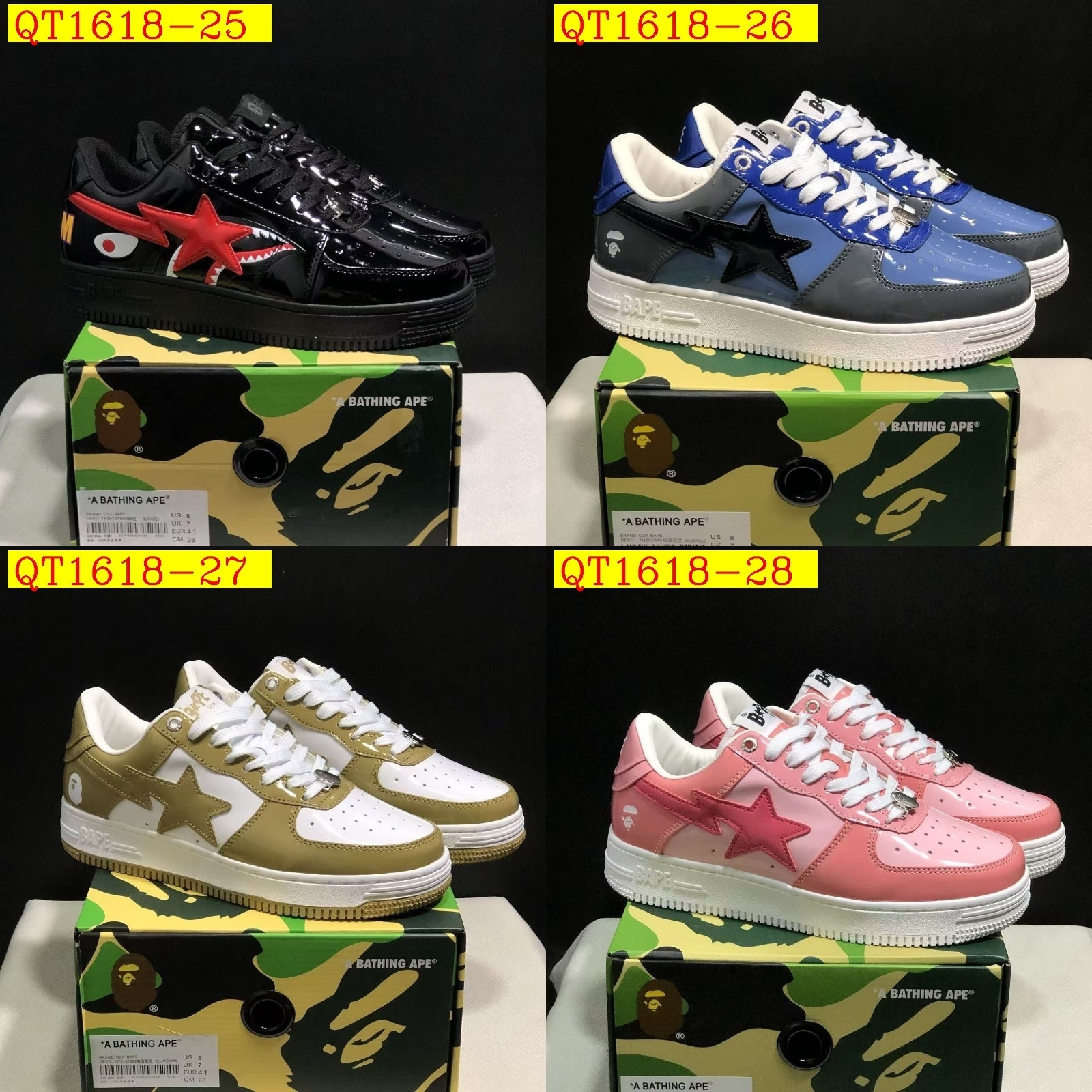 55$ A Bathing Ape BAPE Sk8 Sta Low SK8 Size 36-45 825690 QT1618 gallery