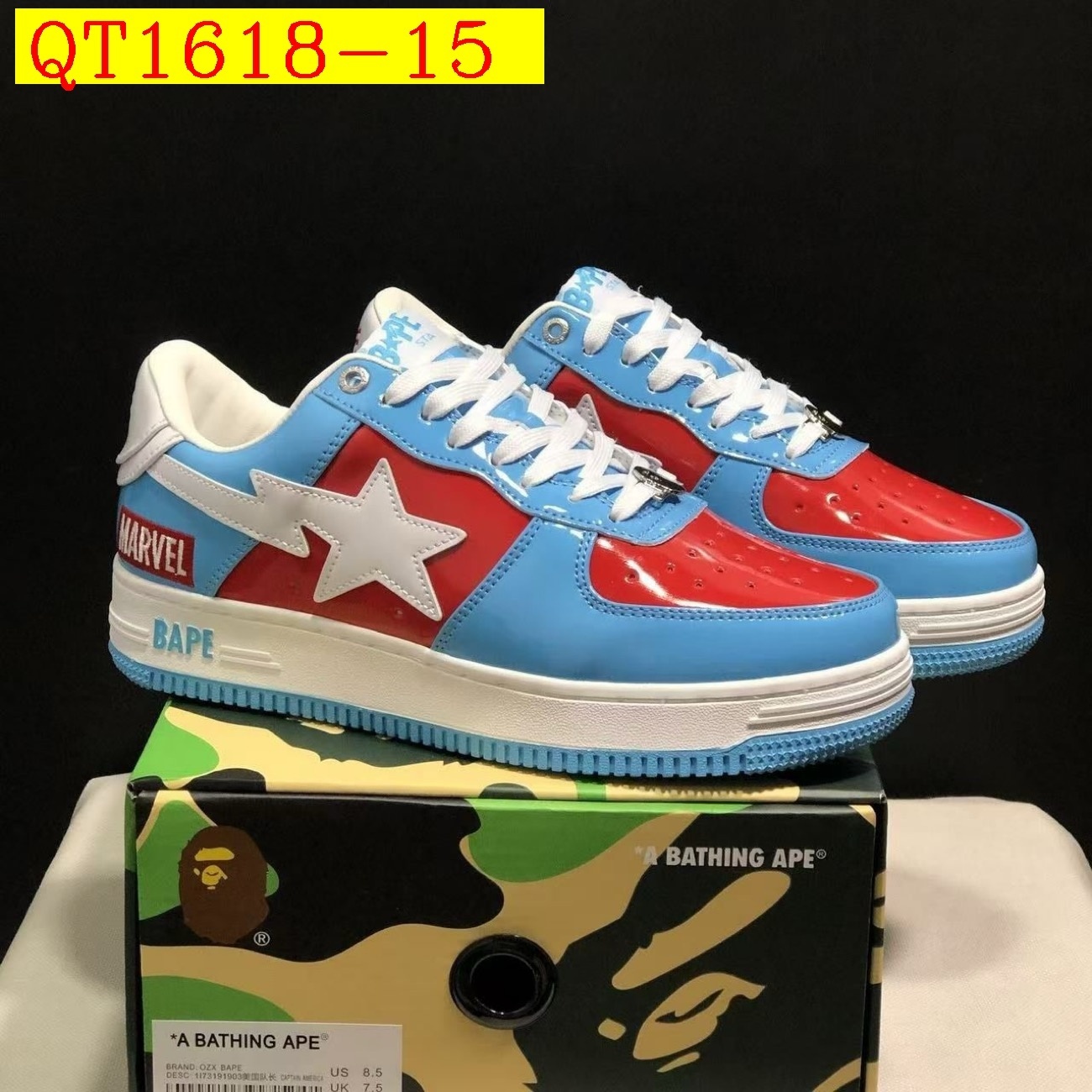 55$ A Bathing Ape BAPE Sk8 Sta Low SK8 Size 36-45 825690 QT1618 gallery