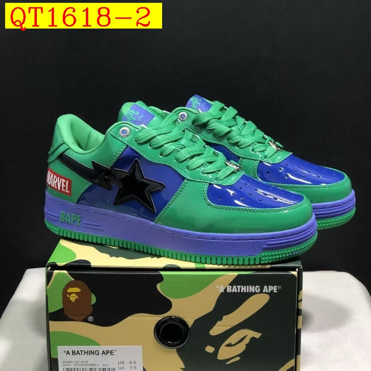 55$ A Bathing Ape BAPE Sk8 Sta Low SK8 Size 36-45 825690 QT1618 gallery