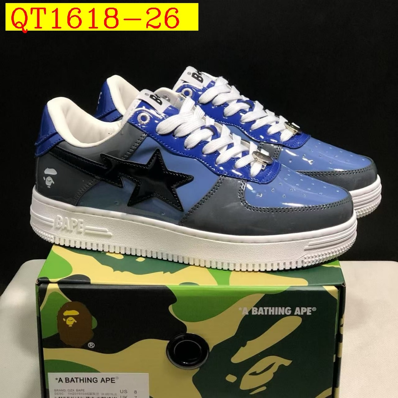 55$ A Bathing Ape BAPE Sk8 Sta Low SK8 Size 36-45 825690 QT1618 gallery