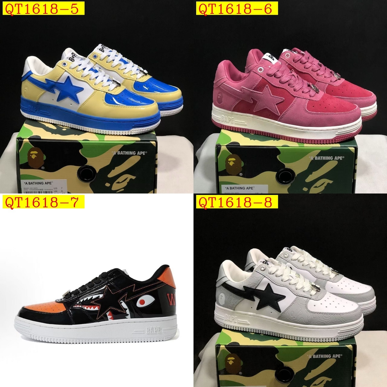 55$ A Bathing Ape BAPE Sk8 Sta Low SK8 Size 36-45 825690 QT1618 gallery
