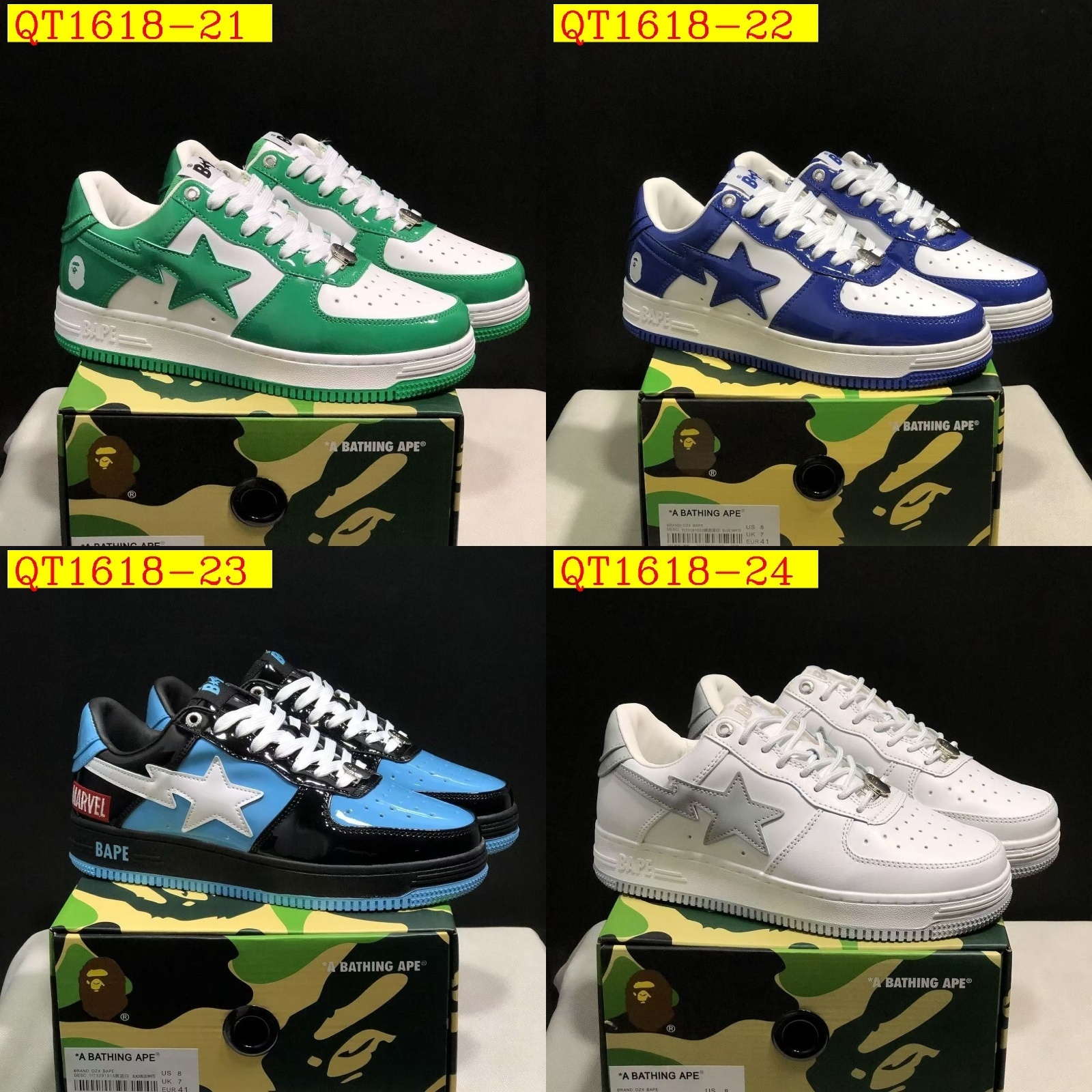 55$ A Bathing Ape BAPE Sk8 Sta Low SK8 Size 36-45 825690 QT1618 gallery