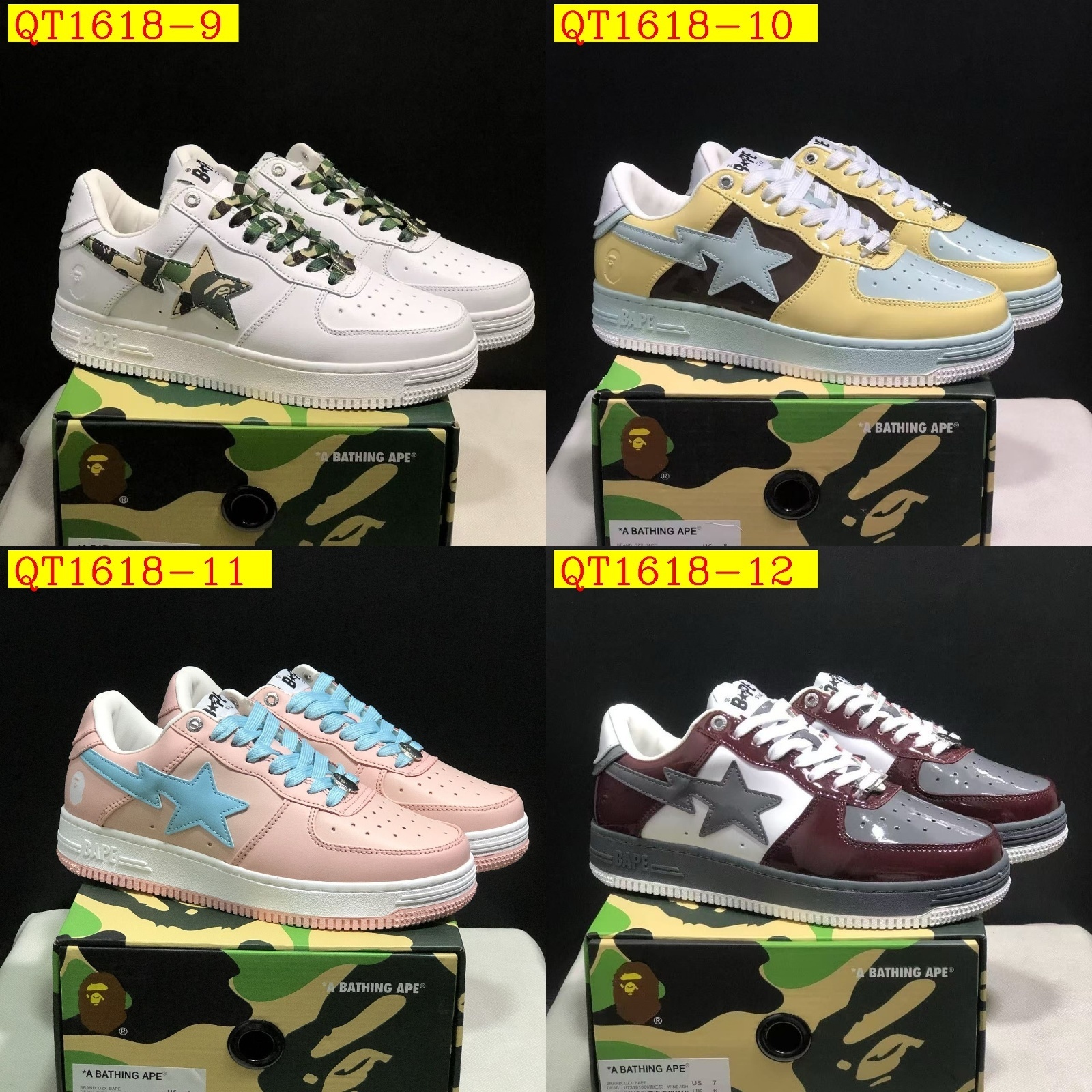 55$ A Bathing Ape BAPE Sk8 Sta Low SK8 Size 36-45 825690 QT1618 gallery