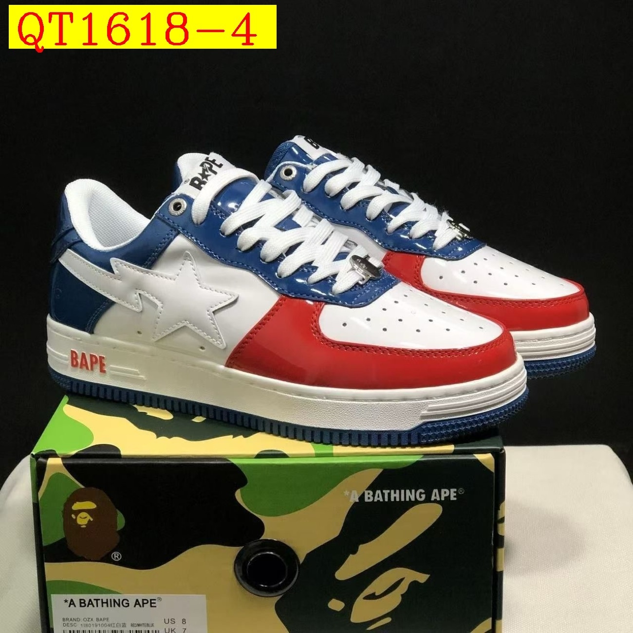 55$ A Bathing Ape BAPE Sk8 Sta Low SK8 Size 36-45 825690 QT1618 gallery