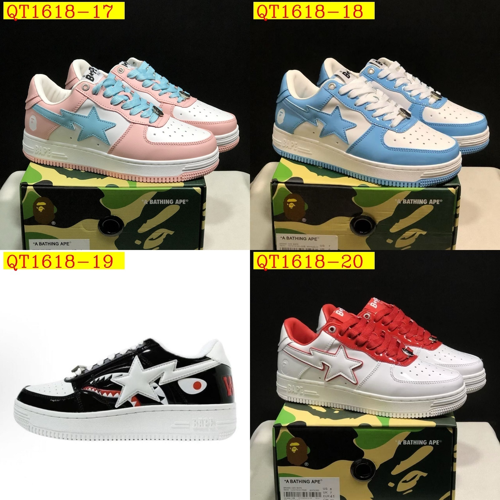 55$ A Bathing Ape BAPE Sk8 Sta Low SK8 Size 36-45 825690 QT1618 gallery