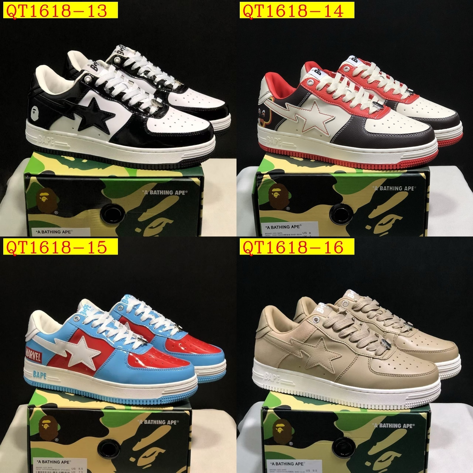 55$ A Bathing Ape BAPE Sk8 Sta Low SK8 Size 36-45 825690 QT1618 gallery