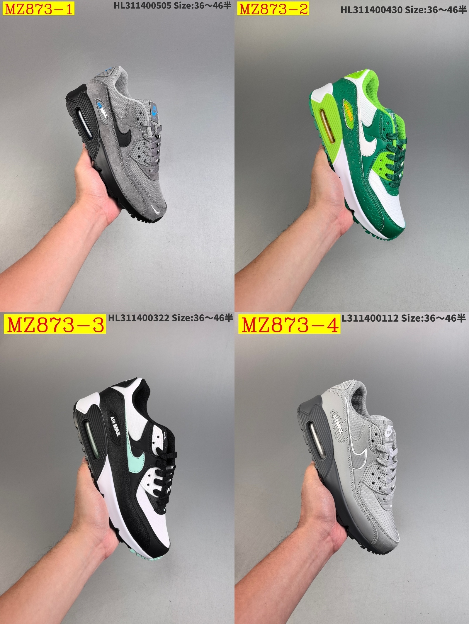 55$ Top Quality Nike Air Max 90 half size 36-45 526820 MZ873 gallery