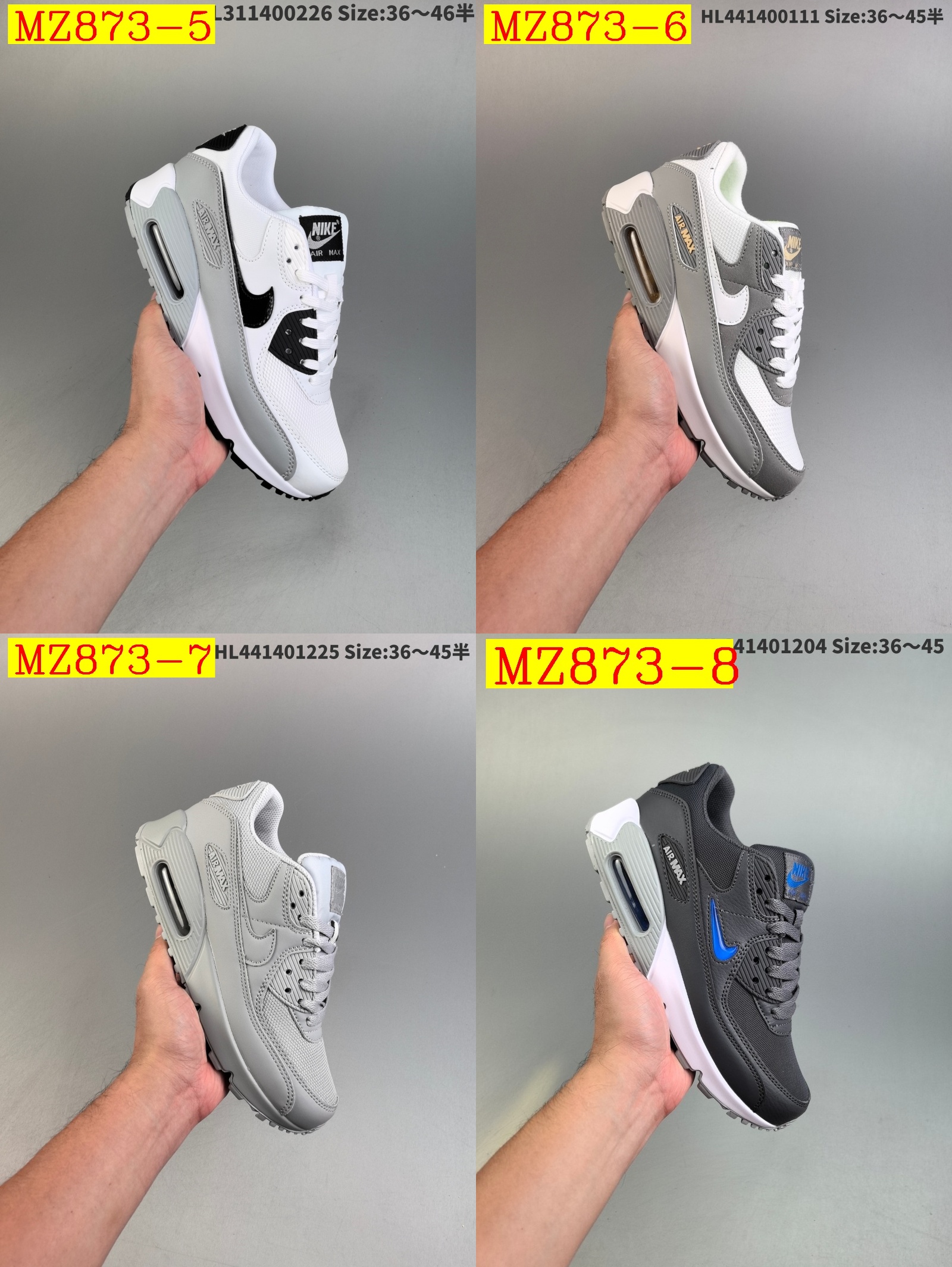 55$ Top Quality Nike Air Max 90 half size 36-45 526820 MZ873 gallery