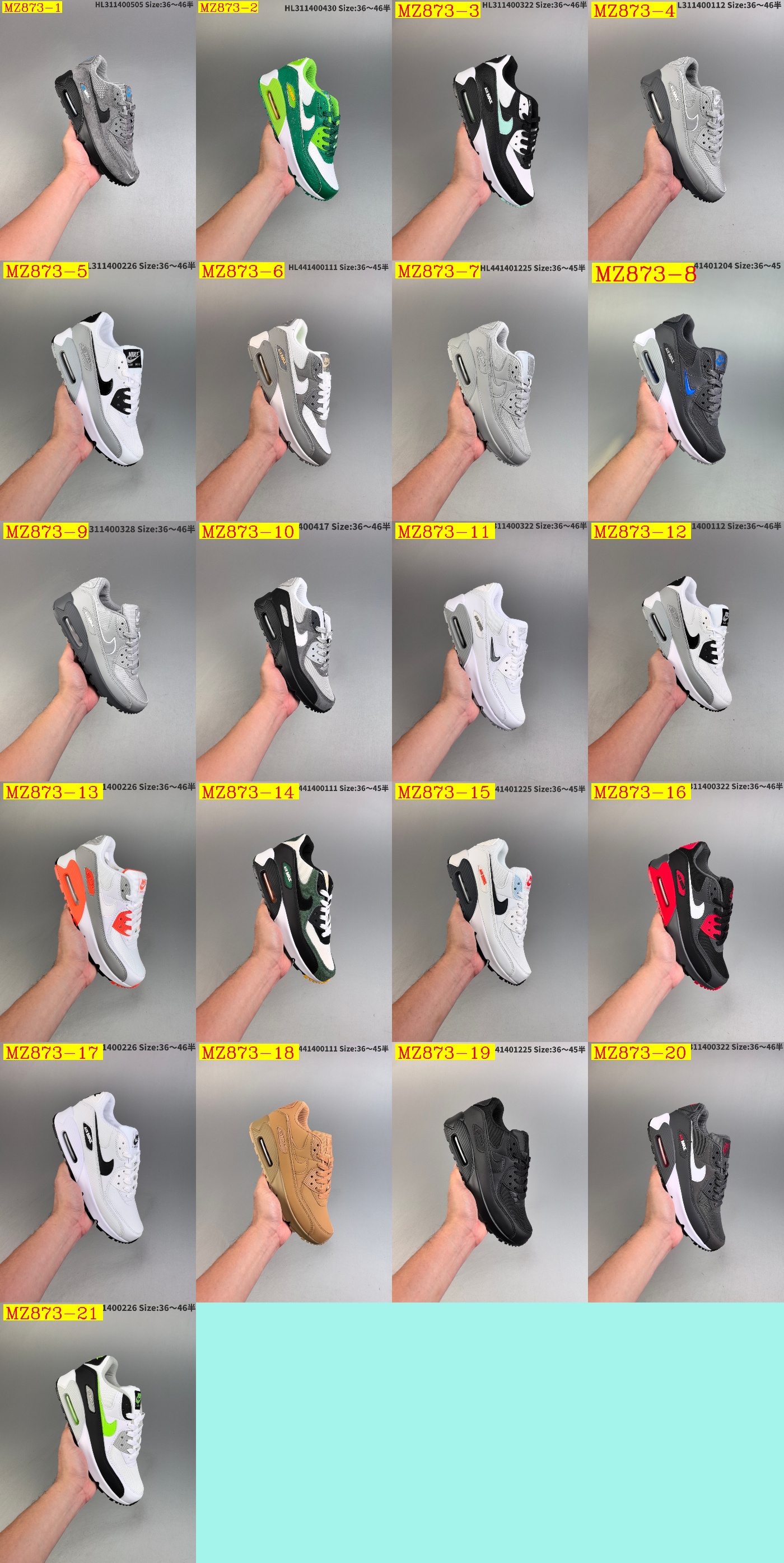 55$ Top Quality Nike Air Max 90 half size 36-45 526820 MZ873 gallery