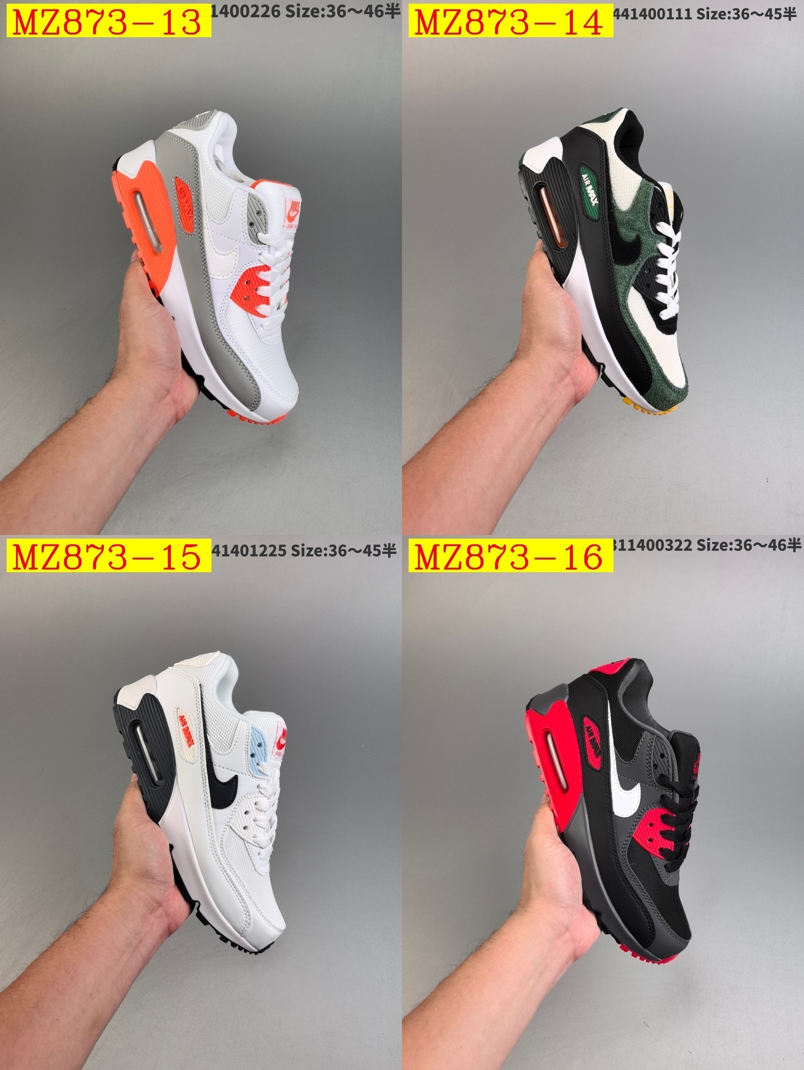 55$ Top Quality Nike Air Max 90 half size 36-45 526820 MZ873 gallery