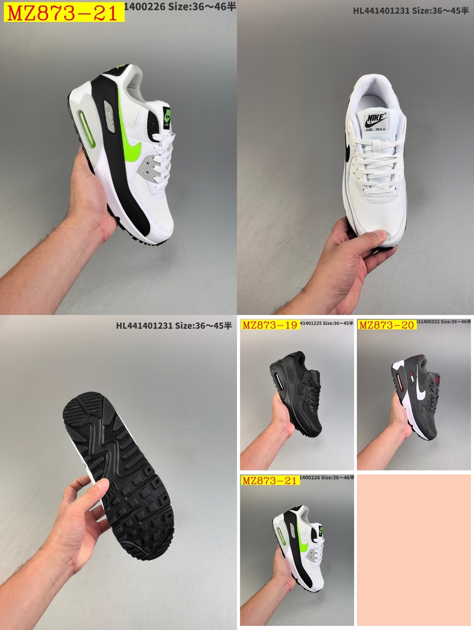 55$ Top Quality Nike Air Max 90 half size 36-45 526820 MZ873 gallery