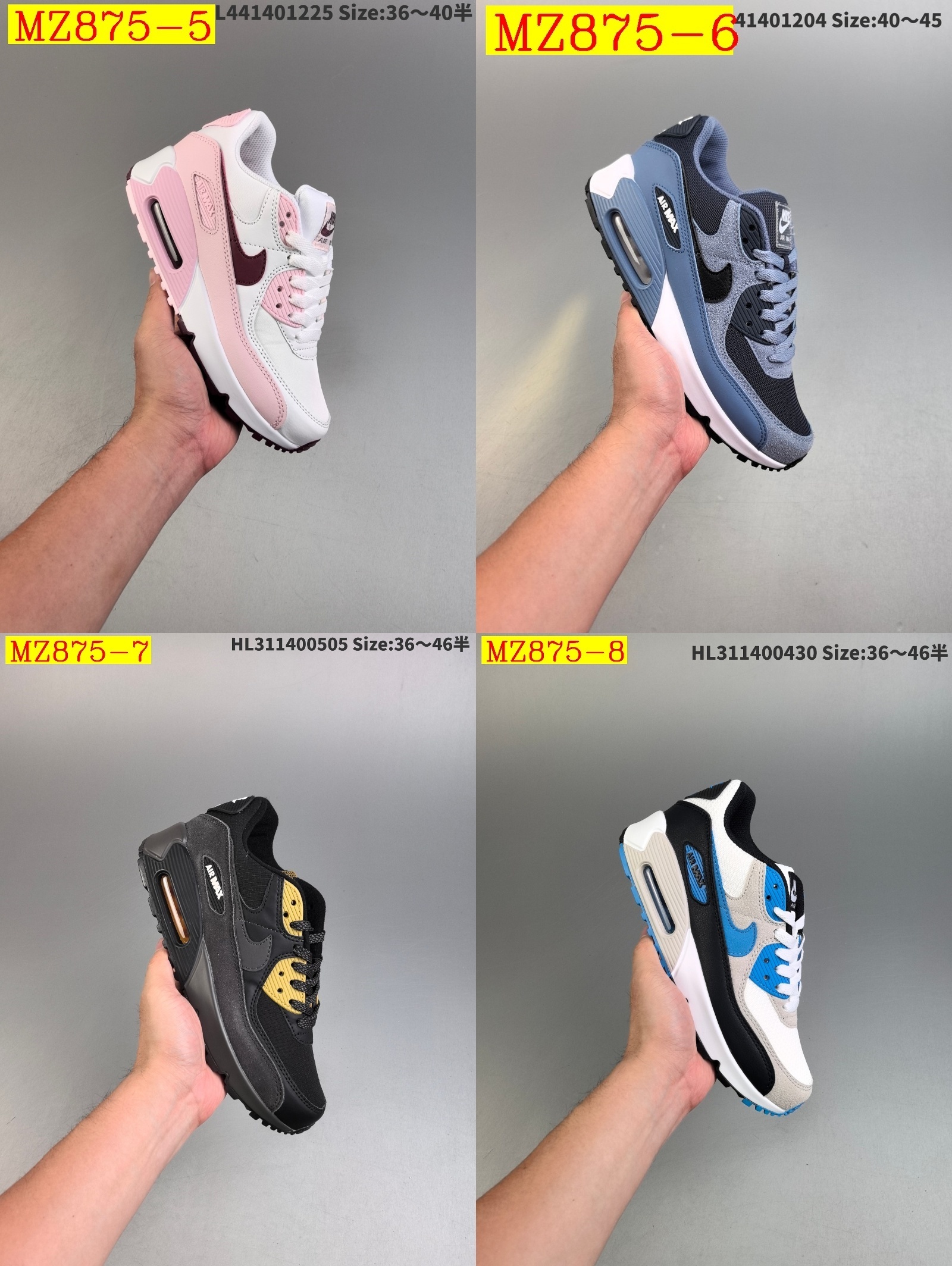 55$ Top Quality Nike Air Max 90 half size 36-45 626820 MZ875 gallery