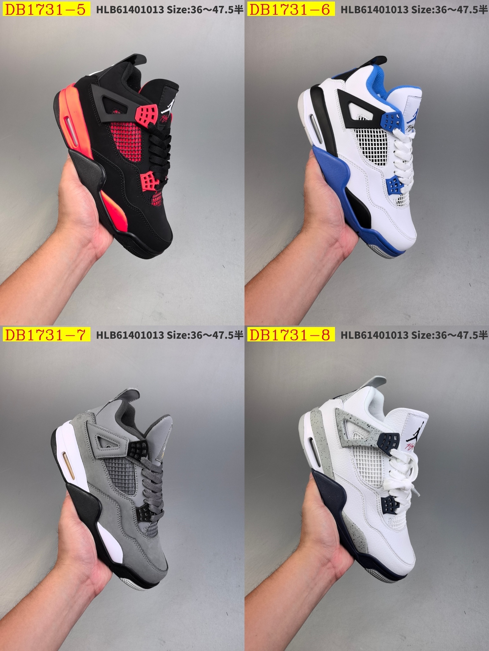 55$ new_dh Air Jordan 4 Retro Fire Red size 36-46 92685035621 DB1731 gallery