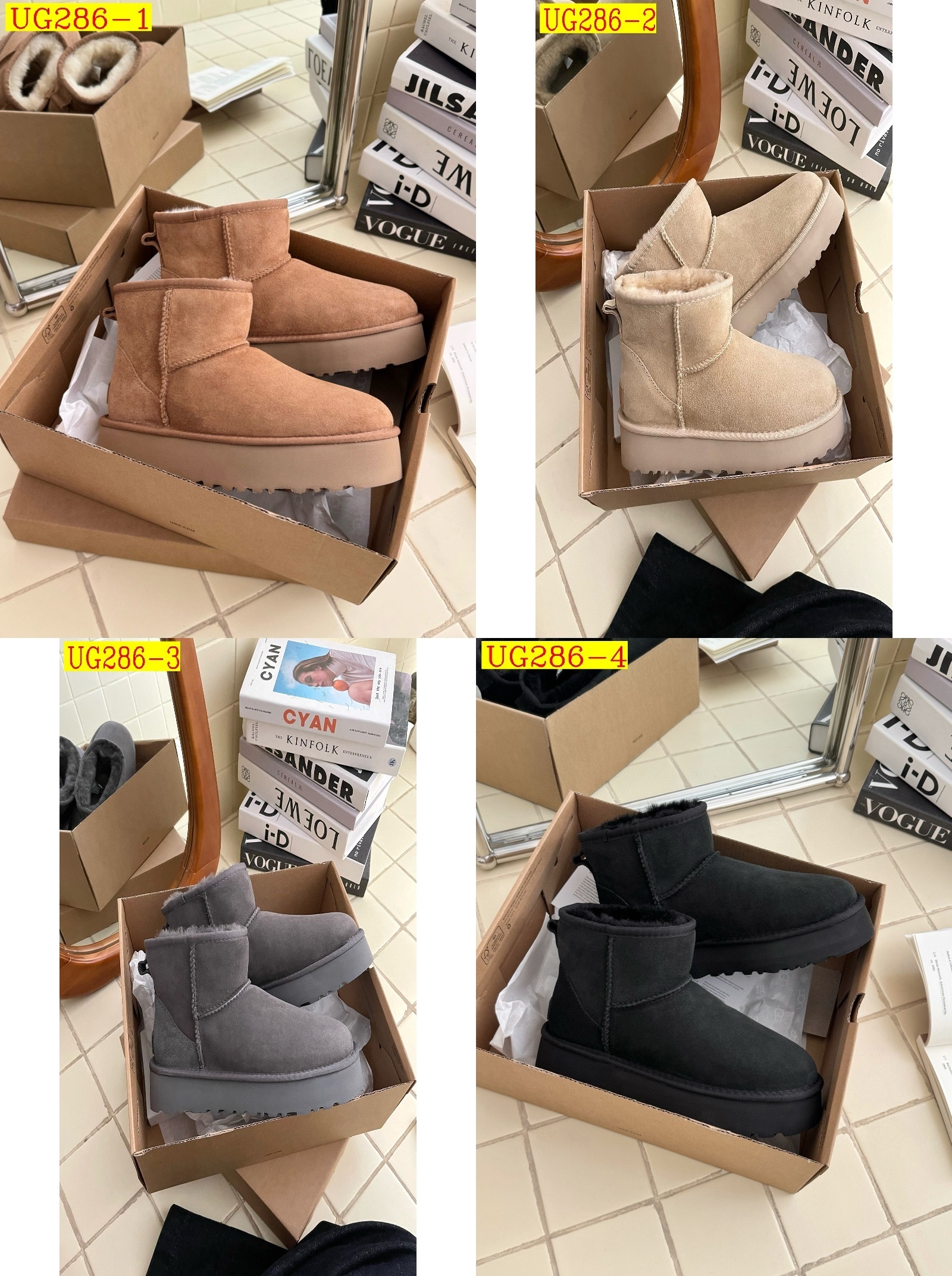 56$ Top Quality UGG Leather Wool Platform 3 point 5 Size 35-40 922860 UG286 gallery