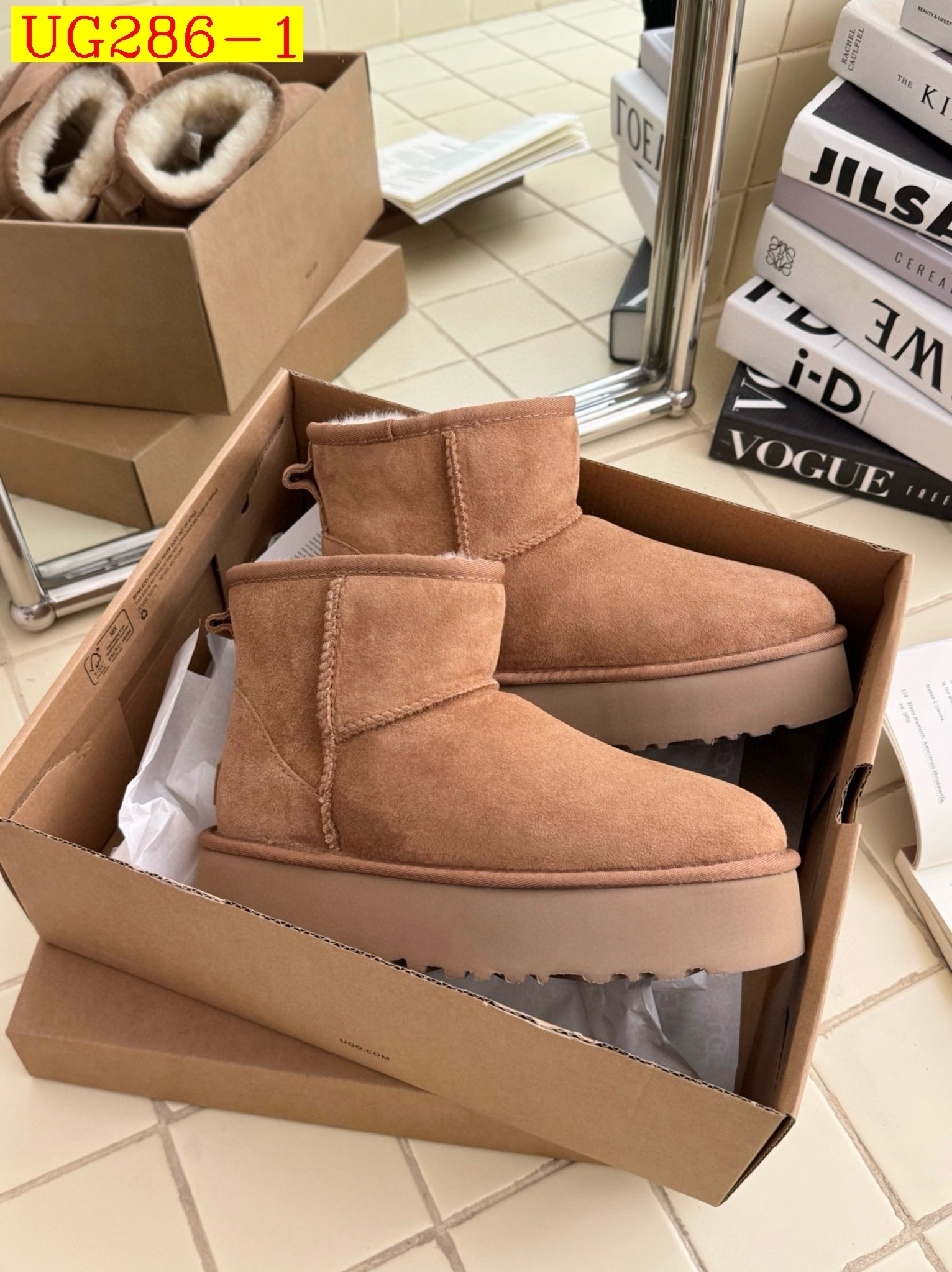 56$ Top Quality UGG Leather Wool Platform 3 point 5 Size 35-40 922860 UG286 gallery
