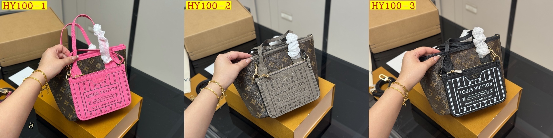 63$ Lv Neverfull BB Shoulder bag Size 20x17cm 330520 HY100 gallery