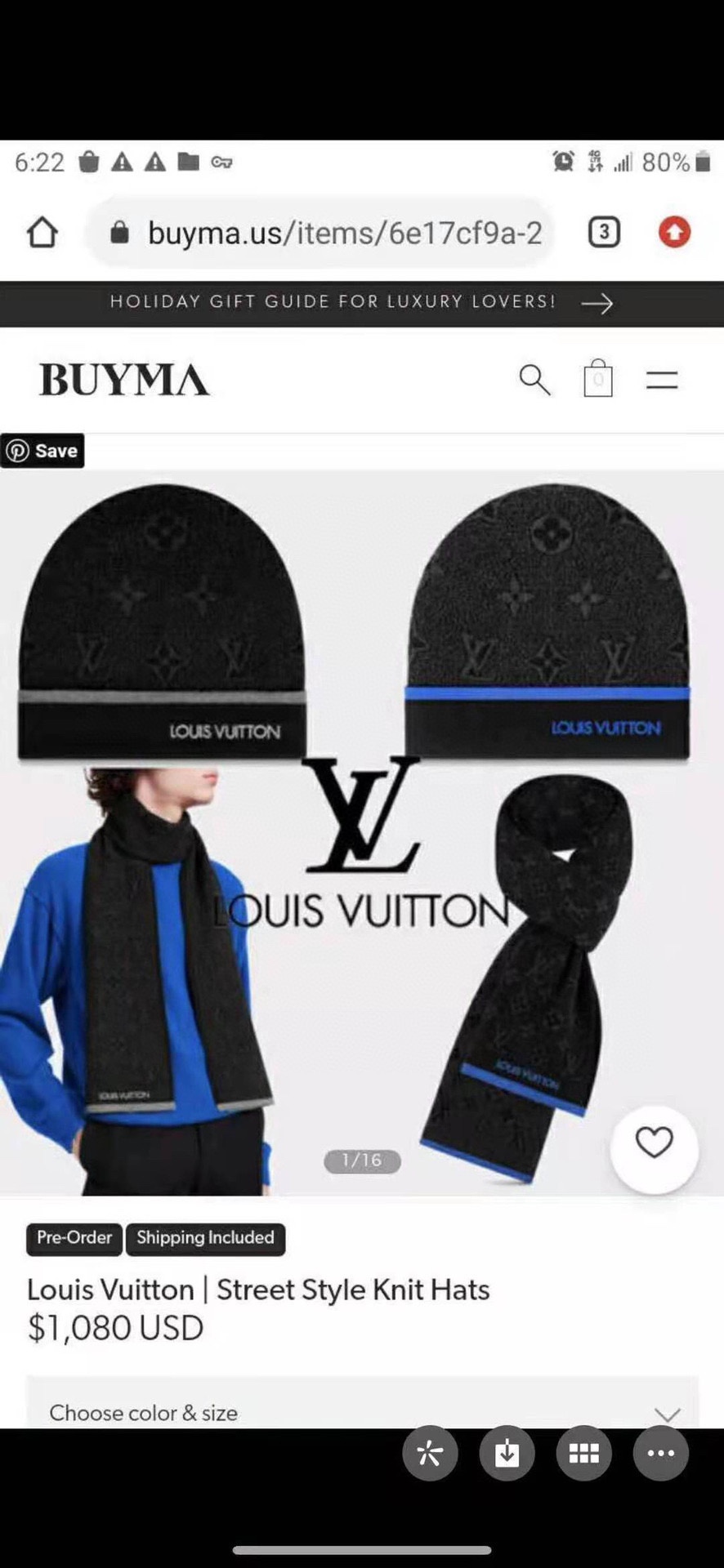 20022 Scarf and Hat Set LV $38 gallery