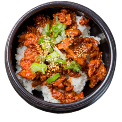 파제육덮밥 (Steam rice mix, Cơm trộn thịt heo sốt cay ngọt(