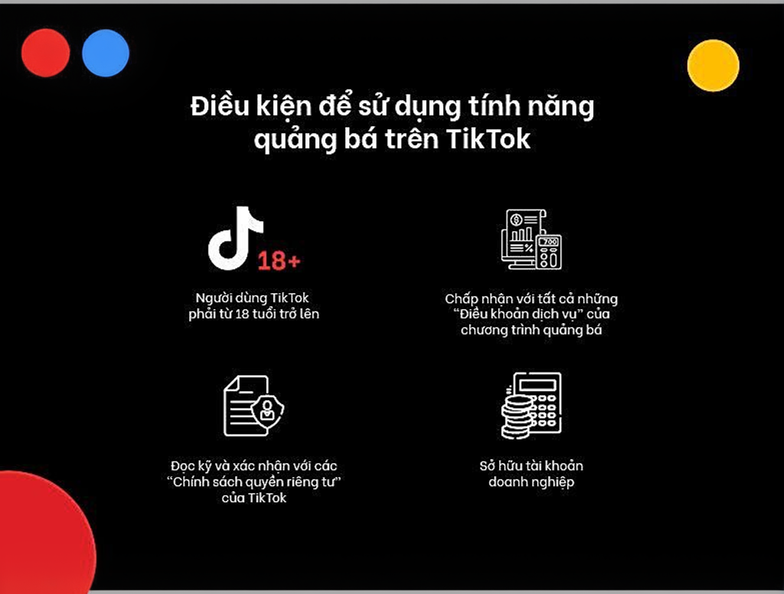 Điều kiện để sử dụng tính năng quảng bá trên TikTok