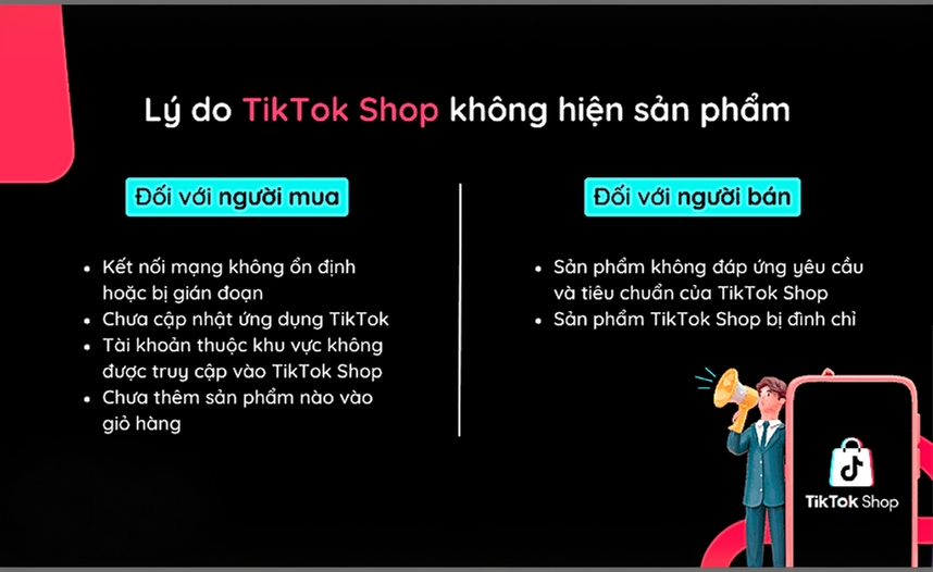 Vì sao TikTok Shop không hiện sản phẩm?