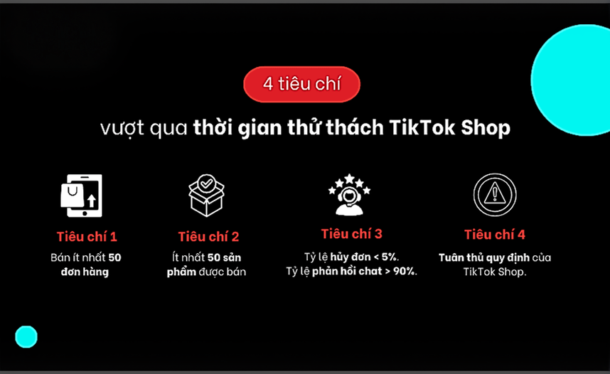 4 tiêu chí vượt qua thời gian thử thách TikTok Shop