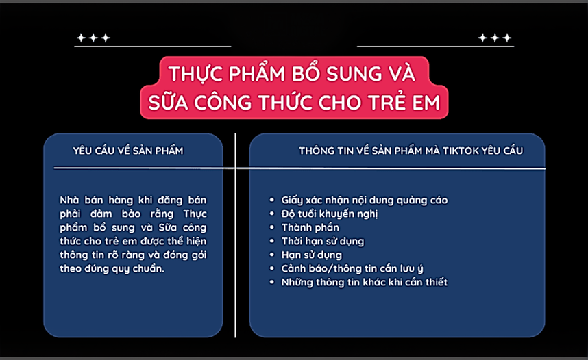 cách mở ngành hàng hạn chế trên TikTok thực phẩm bổ sung và sữa công thức cho trẻ em