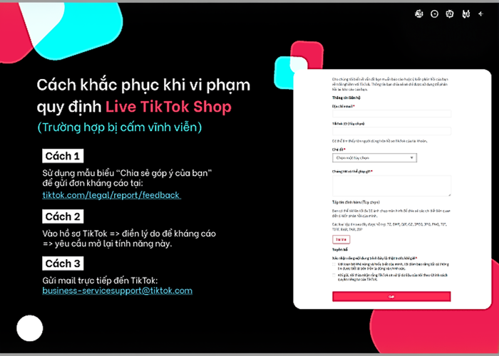 Cách khắc phụ vi phạm quy định Live trên TikTok Shop