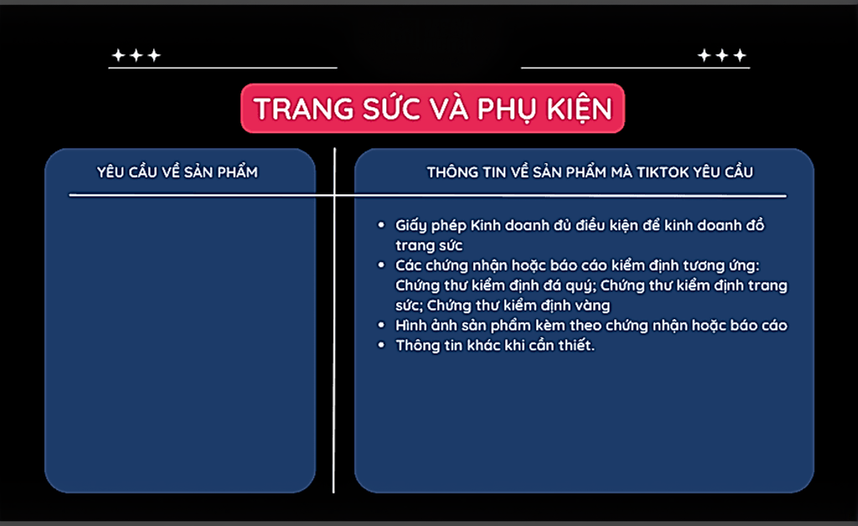 cách mở ngành hàng hạn chế trên TikTok trang sức và phụ kiện
