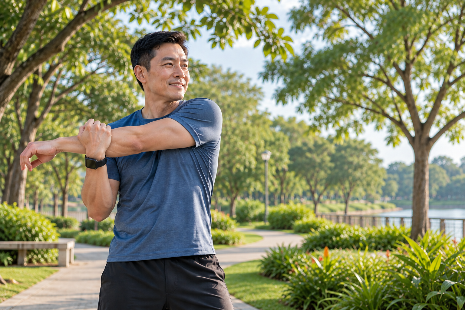 Man Stretching in the Park
