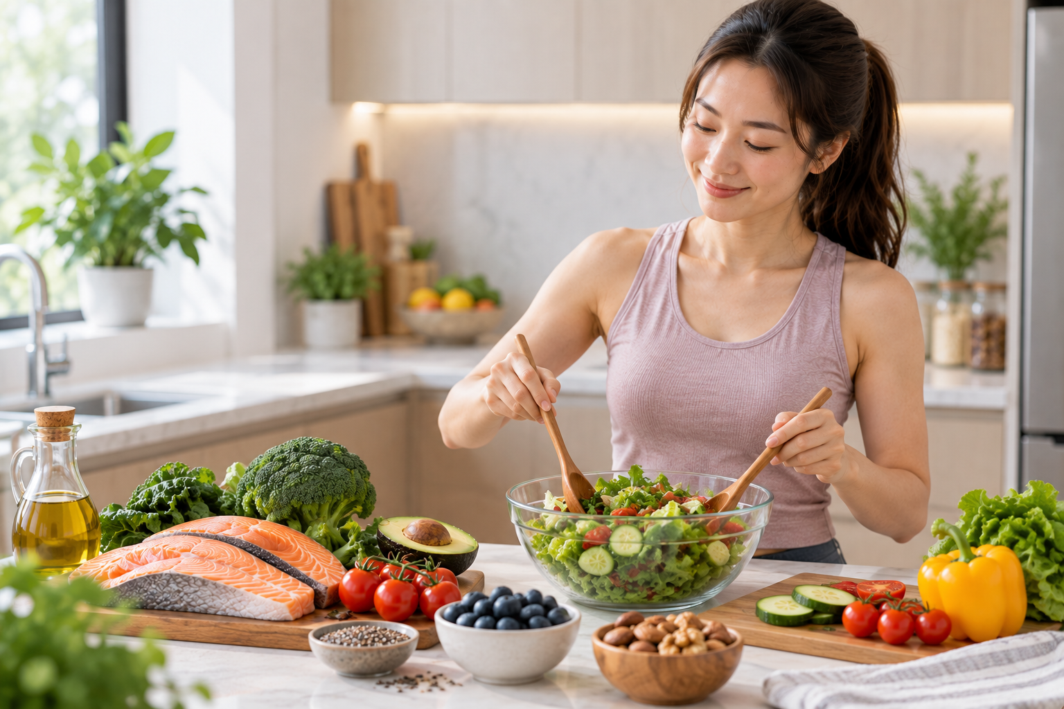 Woman Preparing a Nutritious Meal