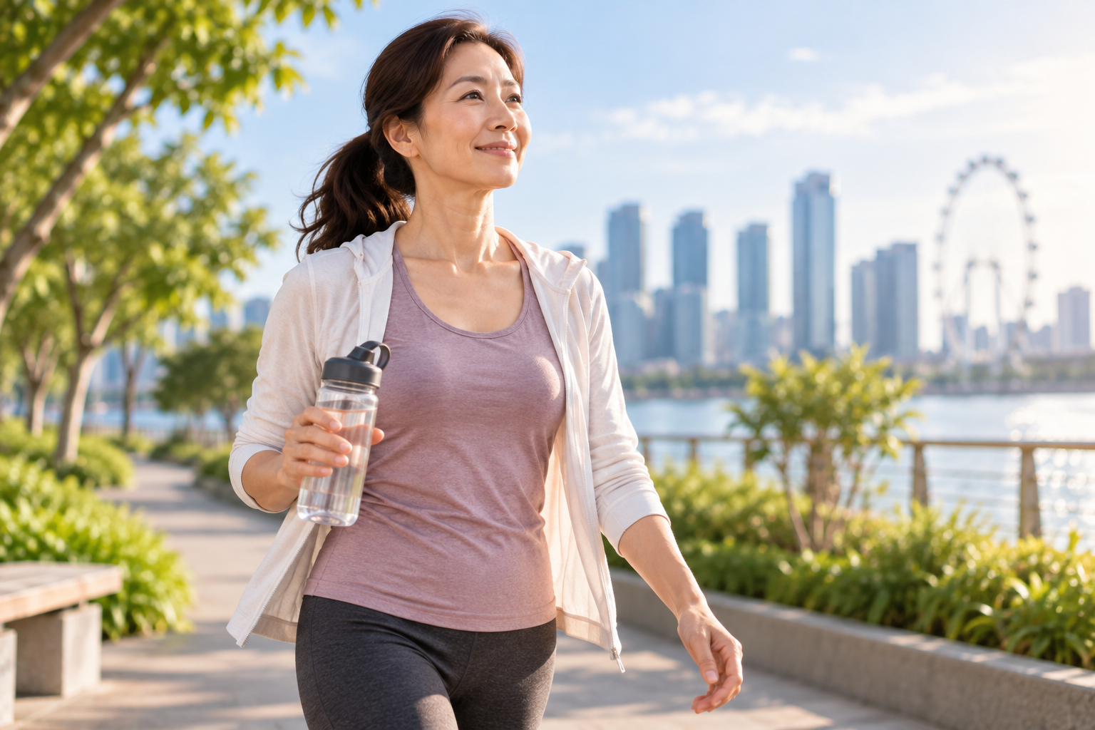 Woman Taking Her Aftermoon Walk in the Park