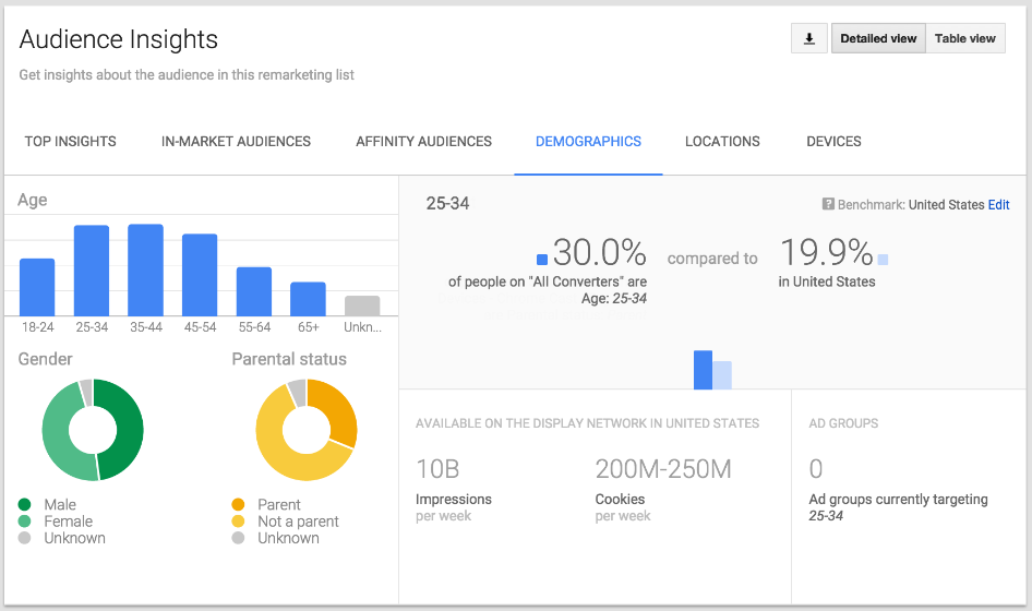 Google ads audience size