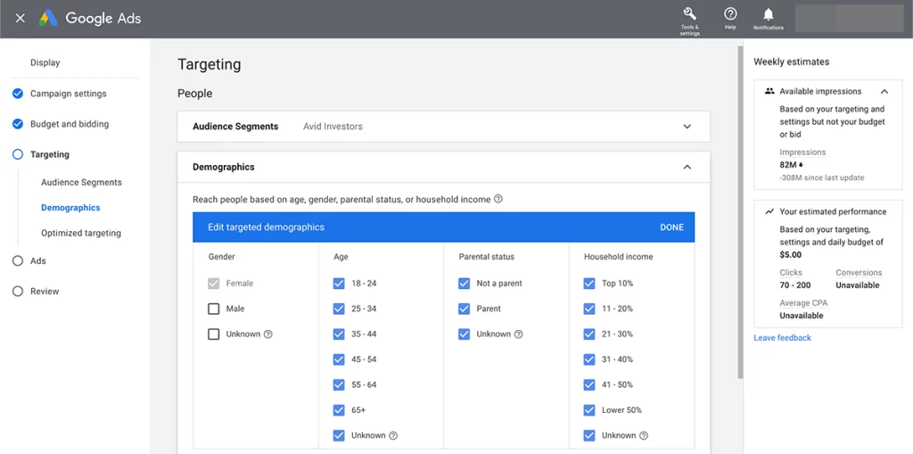 List of Google advertising audience segments