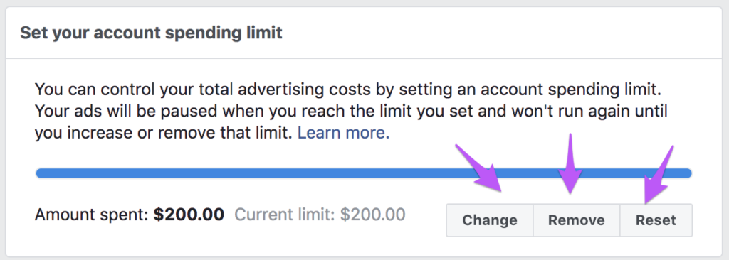 What is the spending limit for Facebook ads?