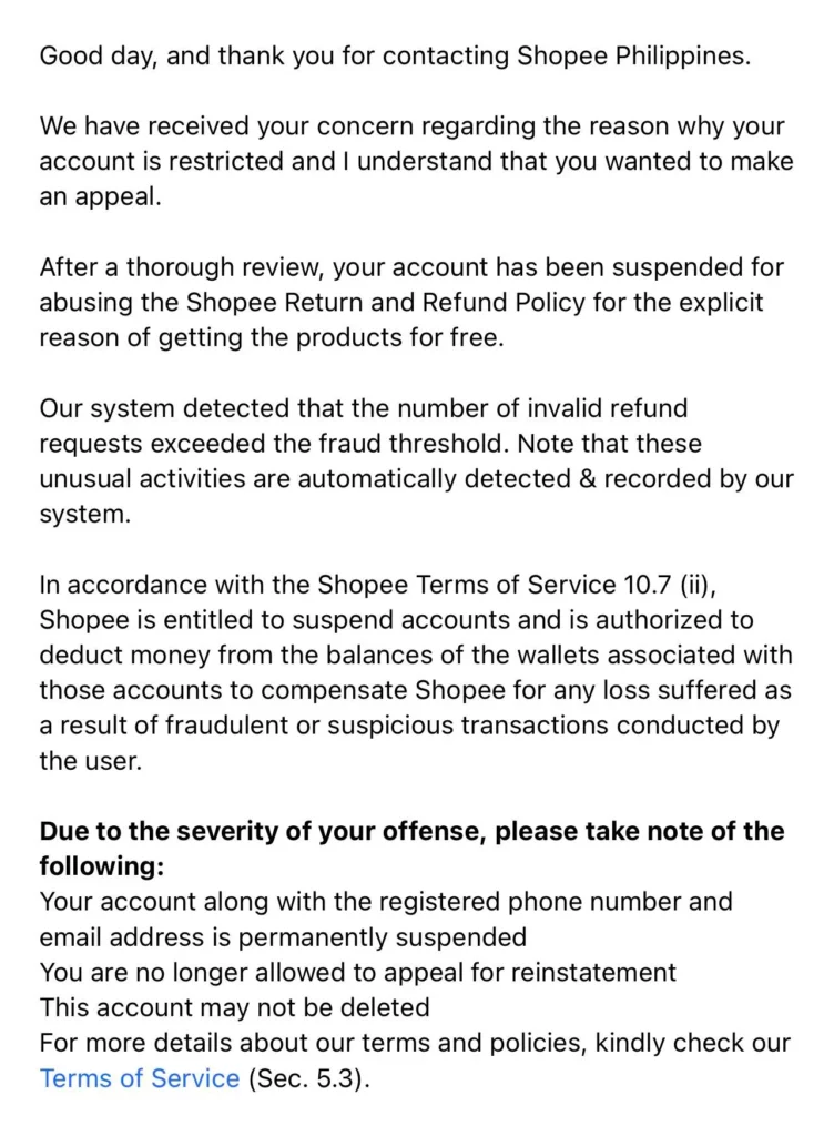 Main reasons why Shopee accounts are banned