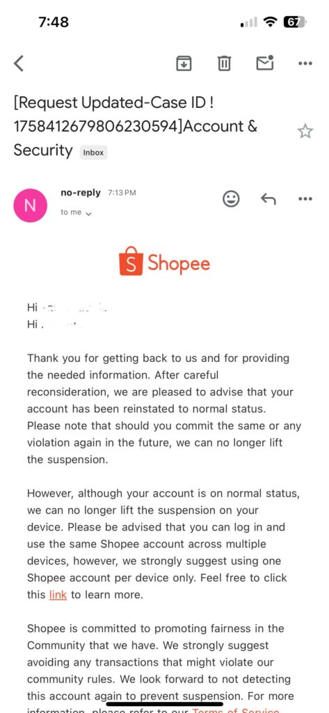 Reasons why Shopee locks user accounts