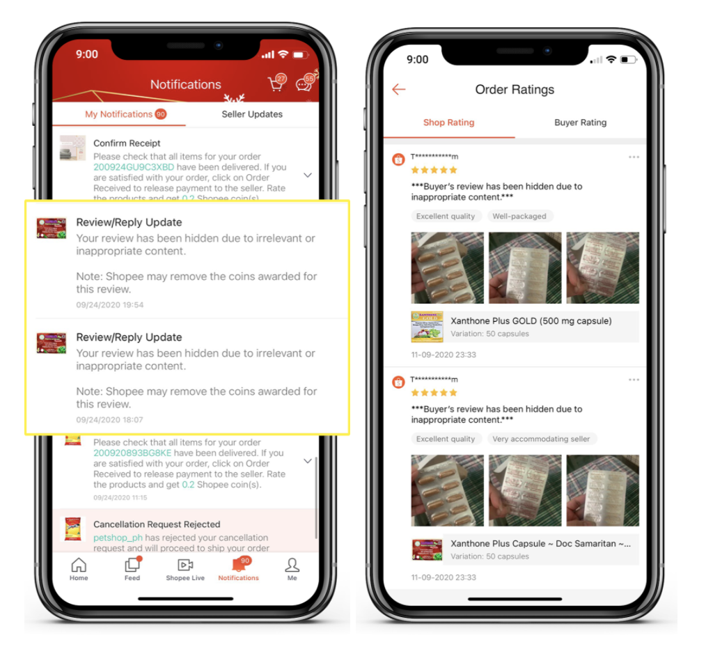 Shopee products under review