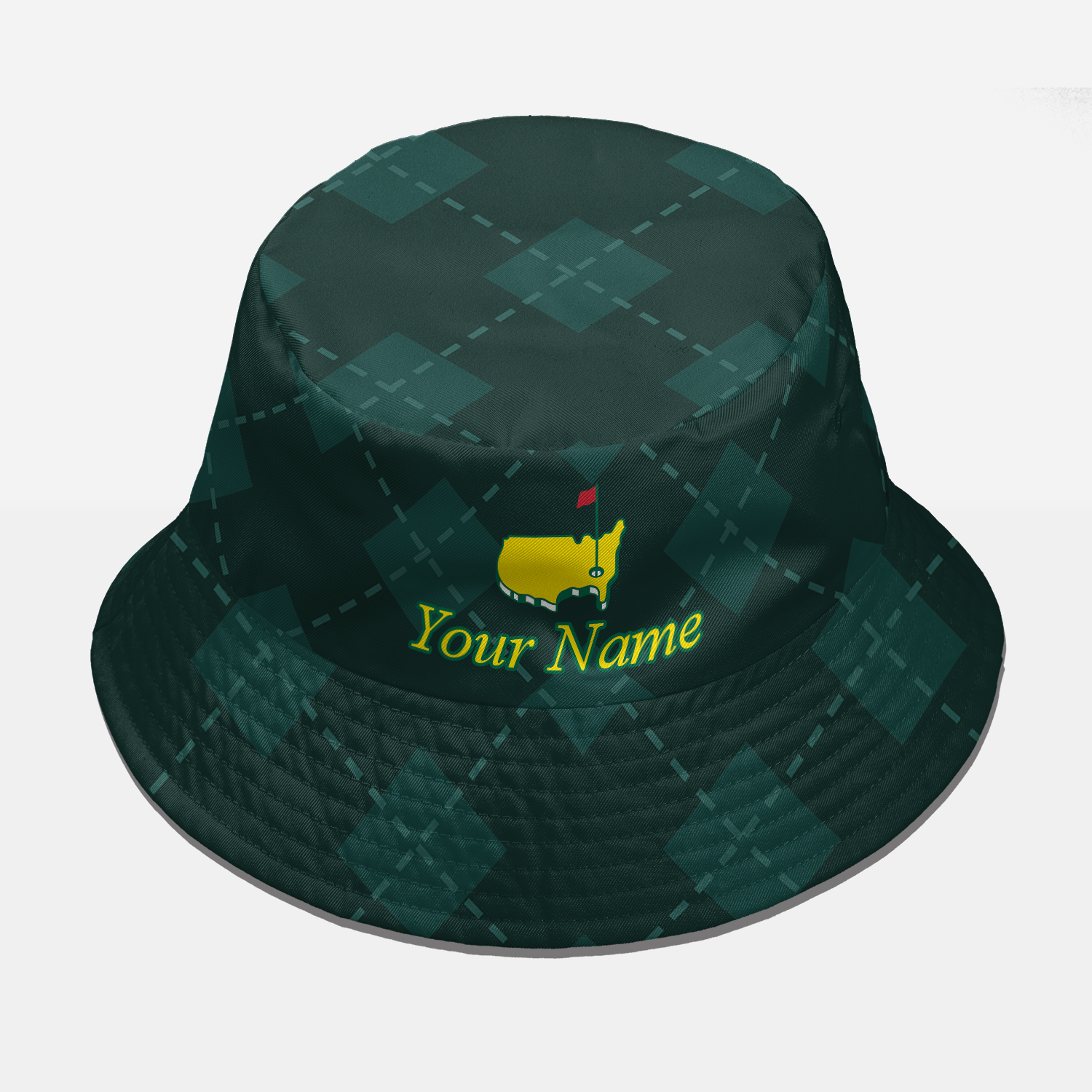 Golf Geometric Pattern Green Masters Tournament Reversible Bucket Hat