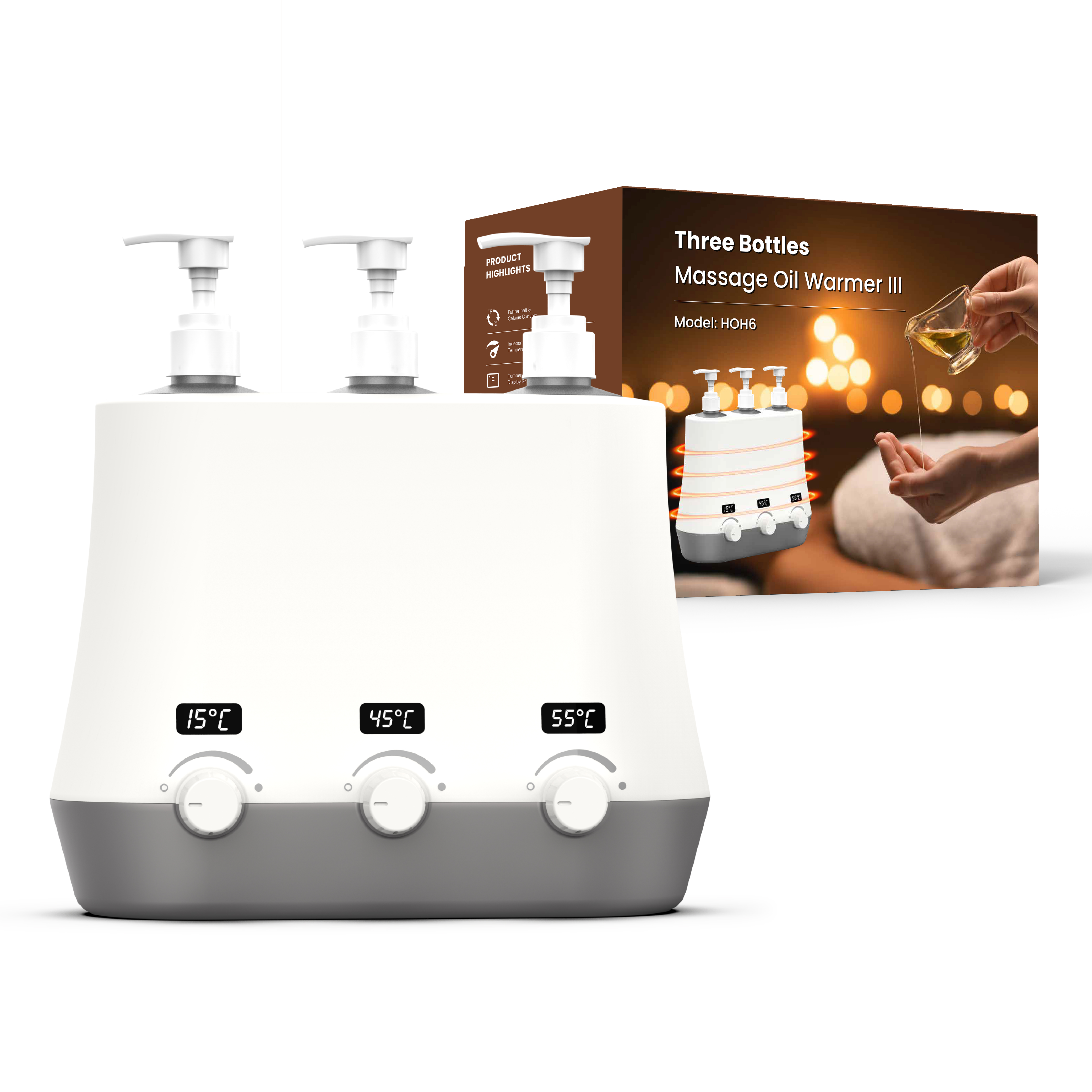 three bottles massage oil warmer spa oil heater เครื่องอุ่นน้ำมันนวด 3 ขวด