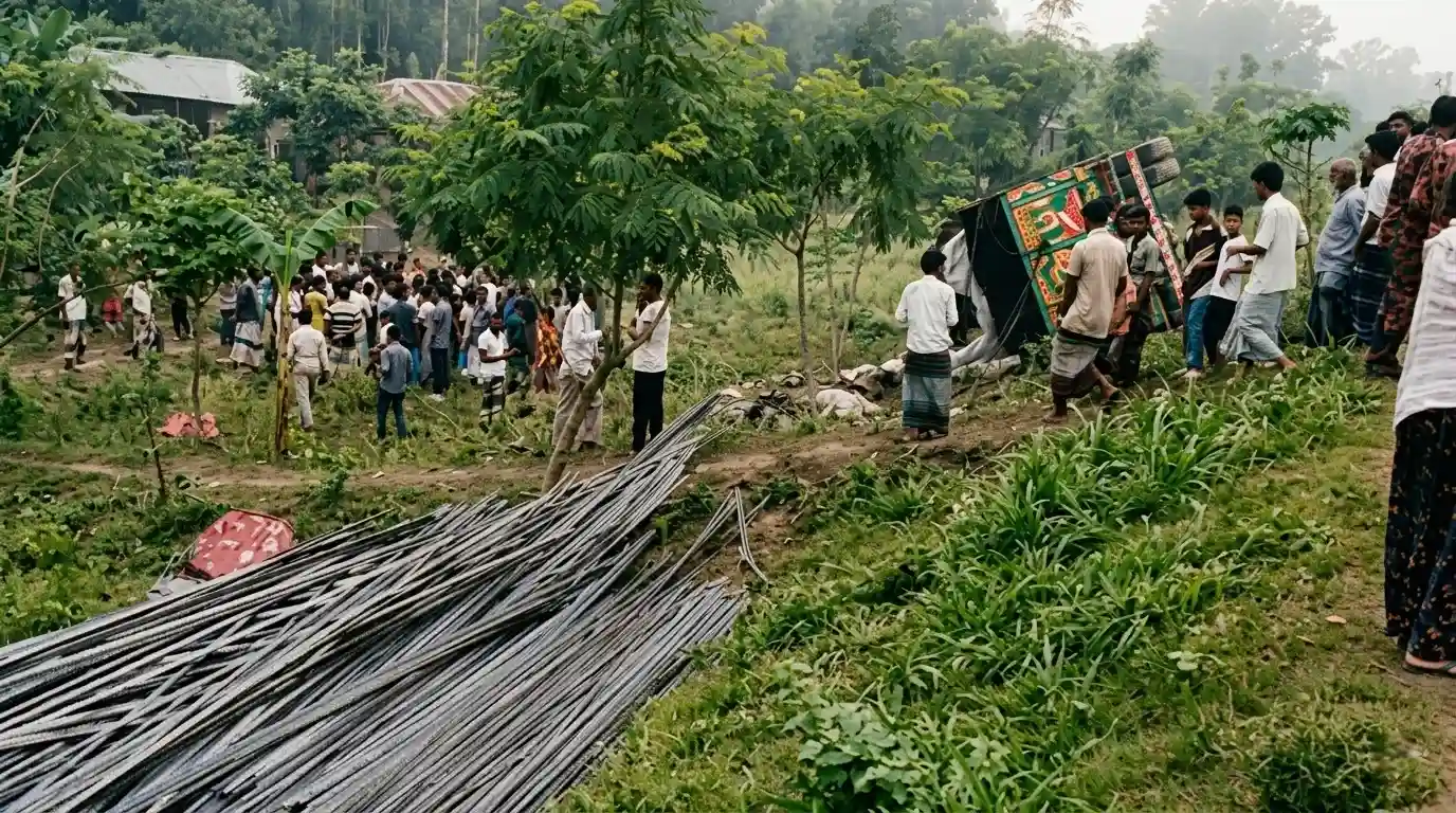 রডবোঝাই ট্রাকে তোলা হয়েছিল যাত্রী, নিয়ন্ত্রণ হারিয়ে খাদে পড়ে নিহত কমপক্ষে ১৫