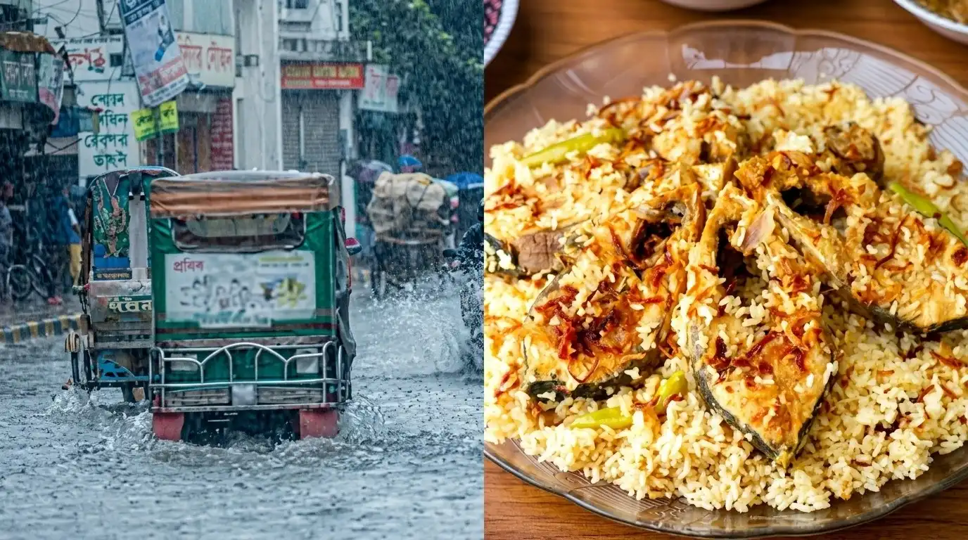 বৃষ্টিতে ভোগান্তি, ইলিশ পোলাওয়ে স্বস্তি