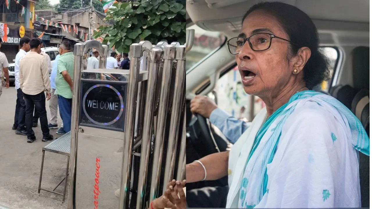 মমতার বাড়ির সামনে বিজেপি সমর্থকদের ‘চোর-চোর’ স্লোগান